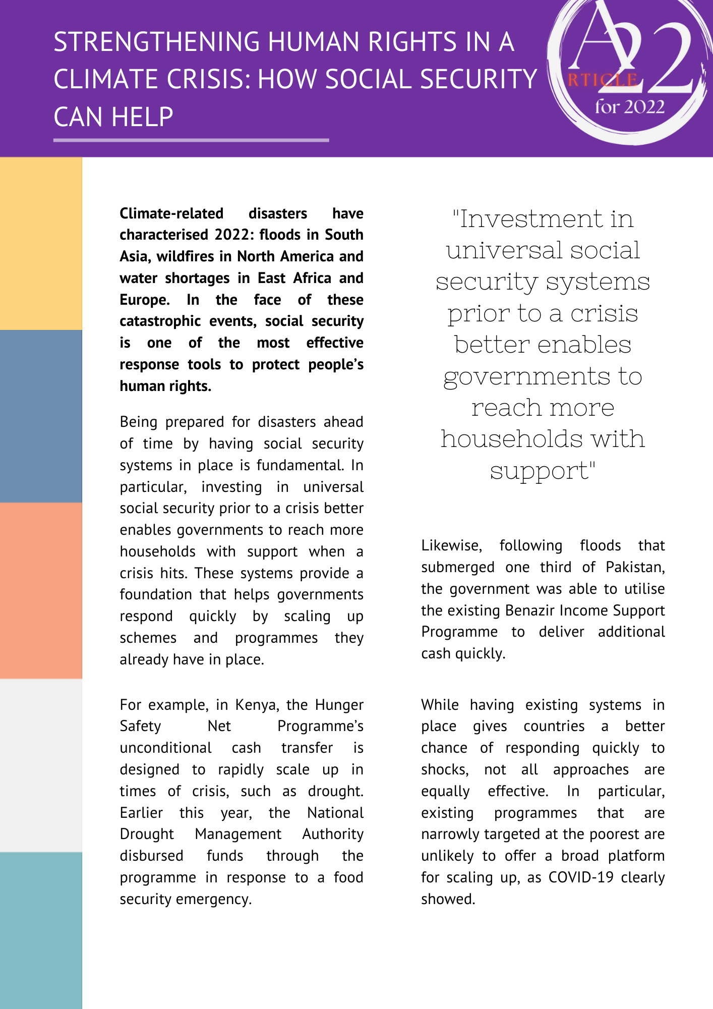 Strengthening human rights in a climate crisis: how social security can ...